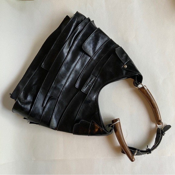 Vintage Gucci leather layered purse with wooden handle - Picture 3 of 12